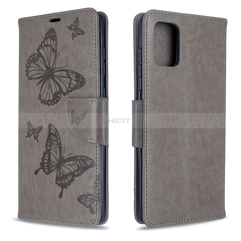 Custodia Portafoglio In Pelle Farfalla Cover con Supporto B01F per Samsung Galaxy A71 5G Grigio