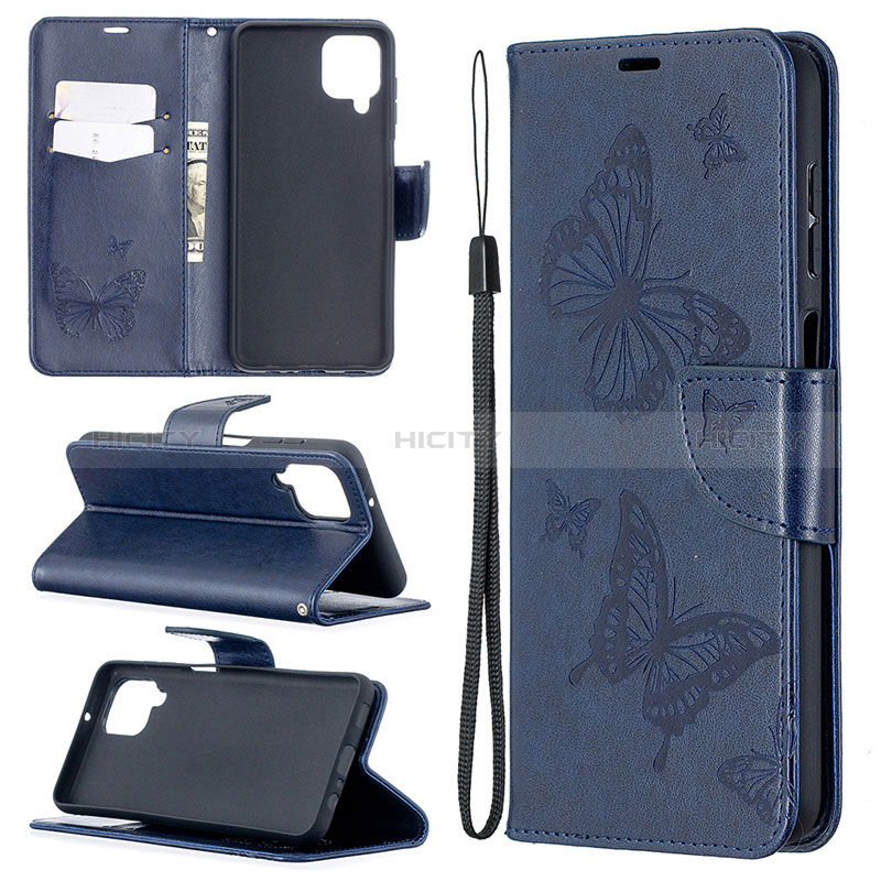 Custodia Portafoglio In Pelle Farfalla Cover con Supporto B01F per Samsung Galaxy F12