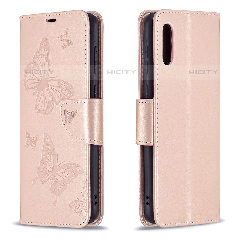 Custodia Portafoglio In Pelle Farfalla Cover con Supporto B01F per Samsung Galaxy M02