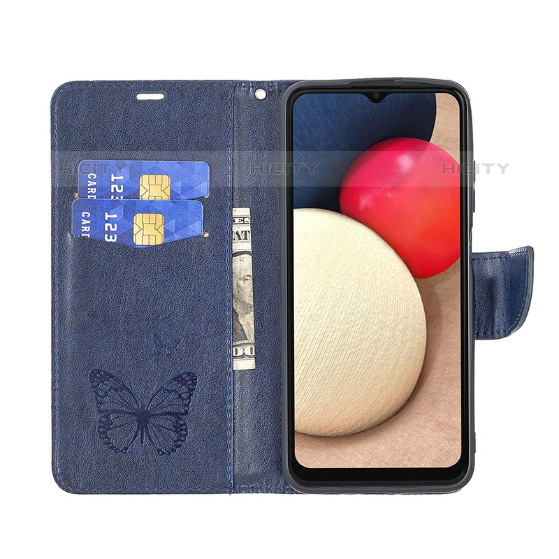 Custodia Portafoglio In Pelle Farfalla Cover con Supporto B01F per Samsung Galaxy M02s