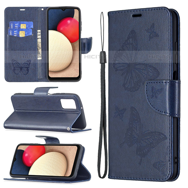 Custodia Portafoglio In Pelle Farfalla Cover con Supporto B01F per Samsung Galaxy M02s