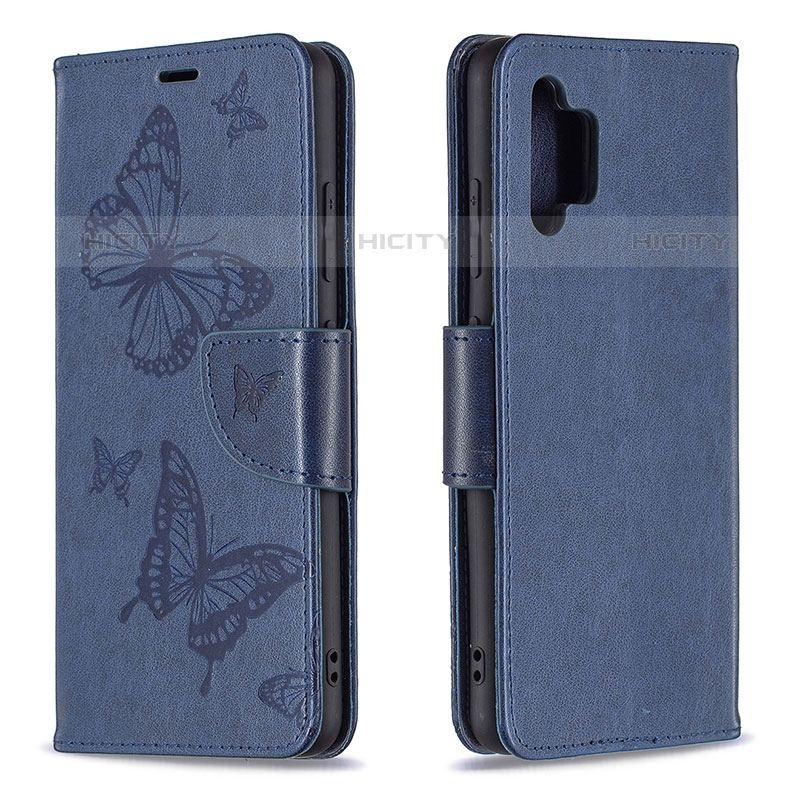 Custodia Portafoglio In Pelle Farfalla Cover con Supporto B01F per Samsung Galaxy M32 5G Blu