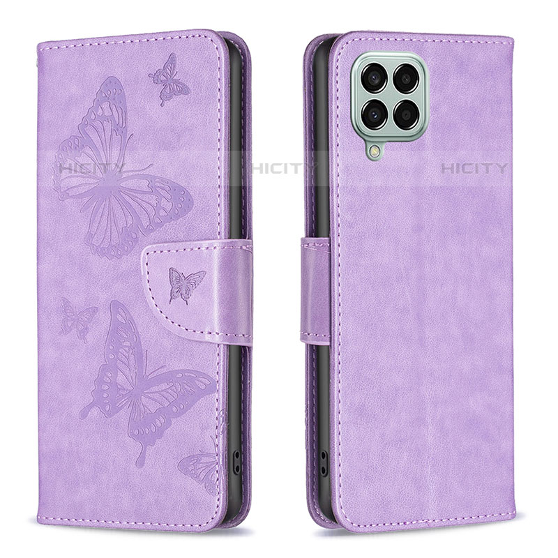 Custodia Portafoglio In Pelle Farfalla Cover con Supporto B01F per Samsung Galaxy M33 5G Lavanda