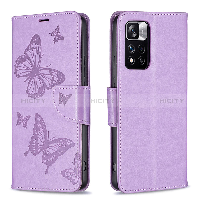 Custodia Portafoglio In Pelle Farfalla Cover con Supporto B01F per Xiaomi Mi 11i 5G (2022) Lavanda