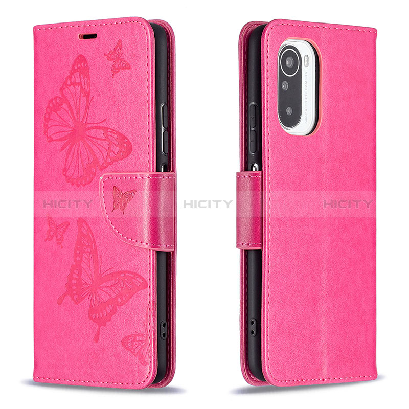 Custodia Portafoglio In Pelle Farfalla Cover con Supporto B01F per Xiaomi Mi 11i 5G Rosa Caldo