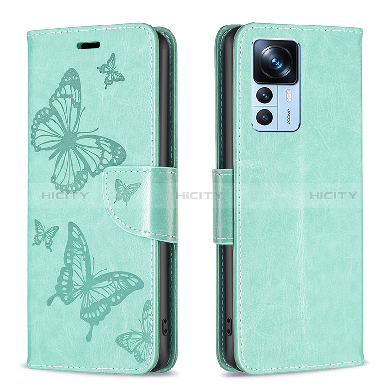 Custodia Portafoglio In Pelle Farfalla Cover con Supporto B01F per Xiaomi Mi 12T 5G Verde