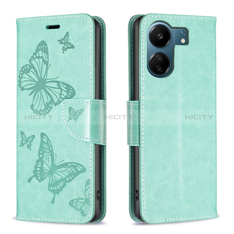 Custodia Portafoglio In Pelle Farfalla Cover con Supporto B01F per Xiaomi Poco C65