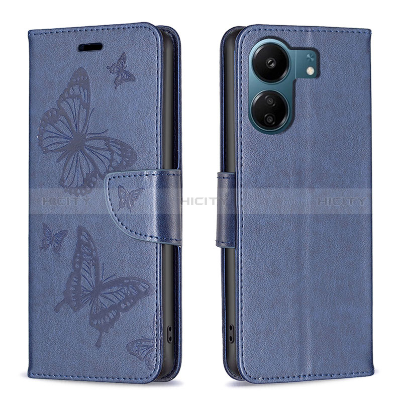 Custodia Portafoglio In Pelle Farfalla Cover con Supporto B01F per Xiaomi Poco C65