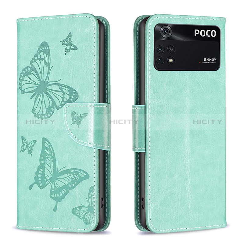 Custodia Portafoglio In Pelle Farfalla Cover con Supporto B01F per Xiaomi Poco M4 Pro 4G