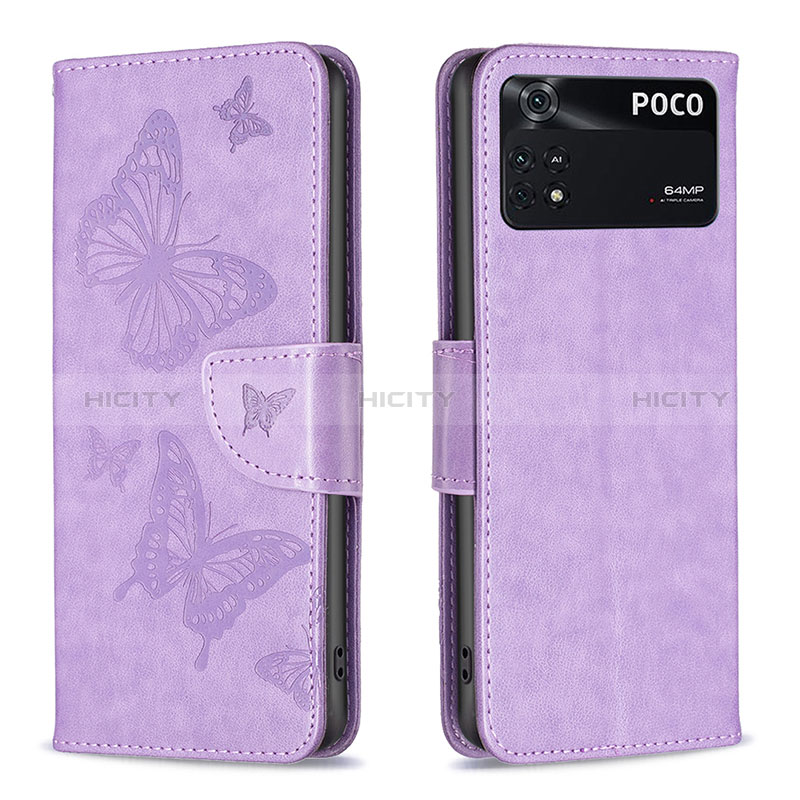 Custodia Portafoglio In Pelle Farfalla Cover con Supporto B01F per Xiaomi Poco M4 Pro 4G