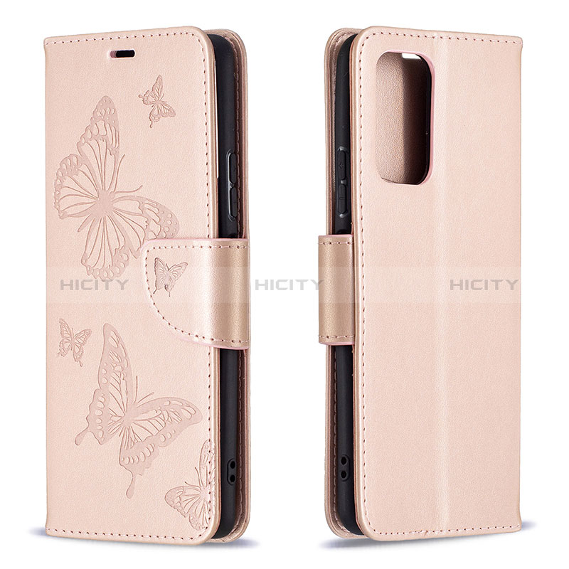 Custodia Portafoglio In Pelle Farfalla Cover con Supporto B01F per Xiaomi Redmi Note 10 Pro 4G Oro Rosa