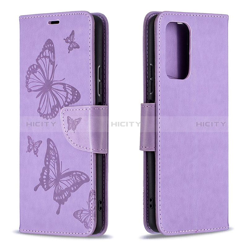 Custodia Portafoglio In Pelle Farfalla Cover con Supporto B01F per Xiaomi Redmi Note 10 Pro Max Lavanda