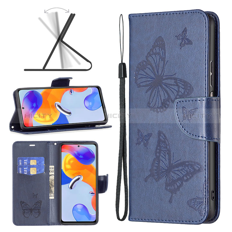 Custodia Portafoglio In Pelle Farfalla Cover con Supporto B01F per Xiaomi Redmi Note 11 Pro 4G