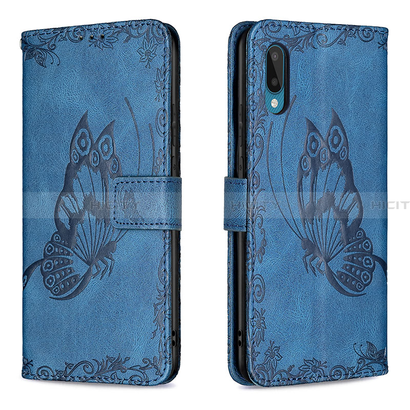 Custodia Portafoglio In Pelle Farfalla Cover con Supporto B02F per Samsung Galaxy A02