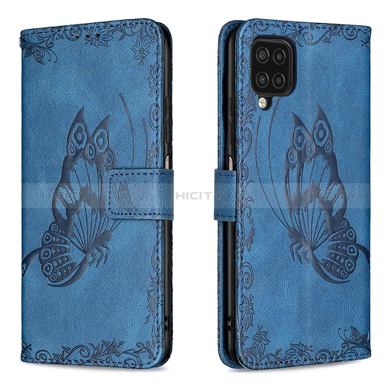 Custodia Portafoglio In Pelle Farfalla Cover con Supporto B02F per Samsung Galaxy A12