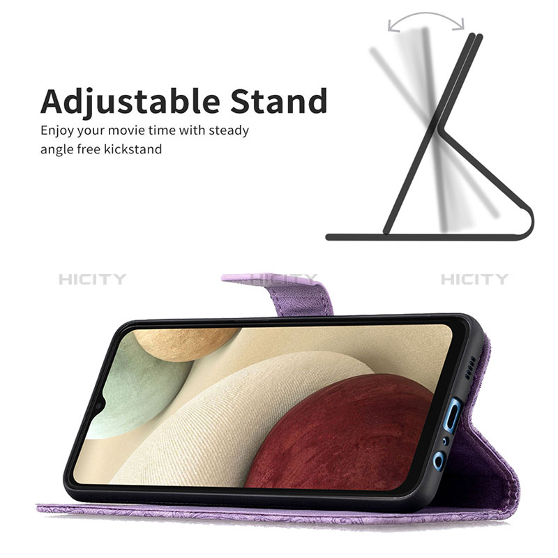 Custodia Portafoglio In Pelle Farfalla Cover con Supporto B02F per Samsung Galaxy A12 5G