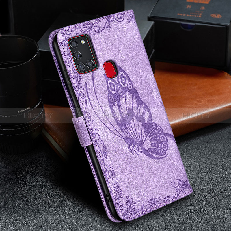 Custodia Portafoglio In Pelle Farfalla Cover con Supporto B02F per Samsung Galaxy A21s