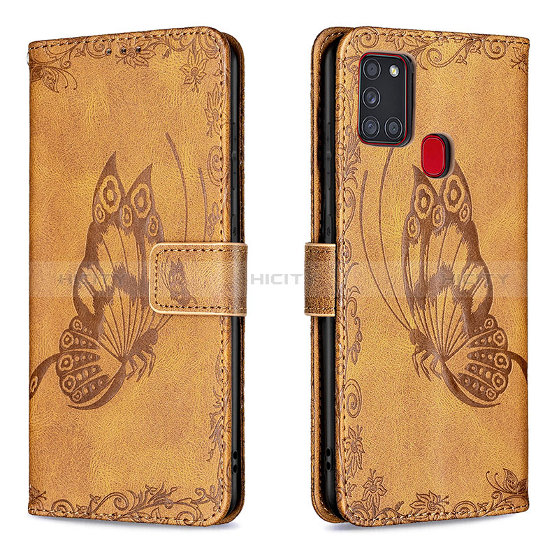 Custodia Portafoglio In Pelle Farfalla Cover con Supporto B02F per Samsung Galaxy A21s