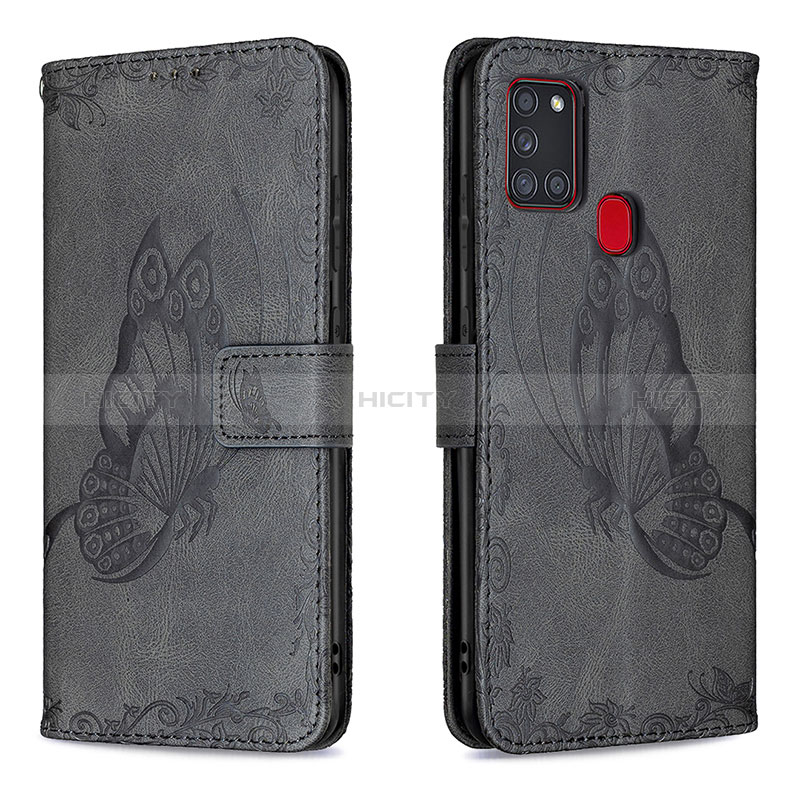 Custodia Portafoglio In Pelle Farfalla Cover con Supporto B02F per Samsung Galaxy A21s