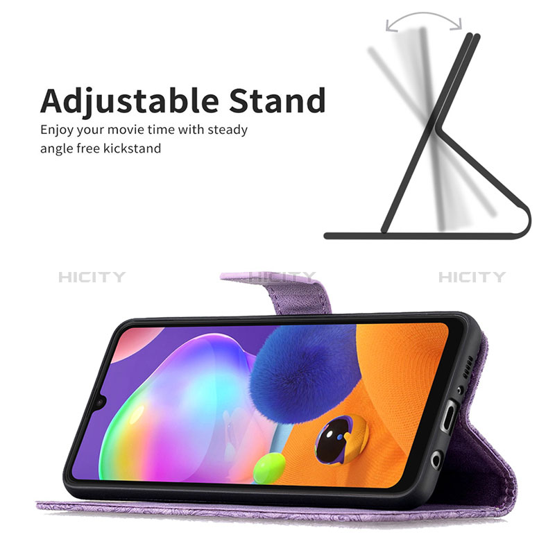 Custodia Portafoglio In Pelle Farfalla Cover con Supporto B02F per Samsung Galaxy A31