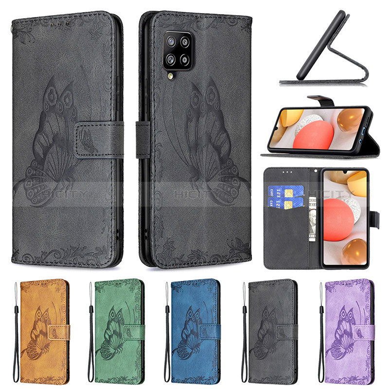 Custodia Portafoglio In Pelle Farfalla Cover con Supporto B02F per Samsung Galaxy A42 5G