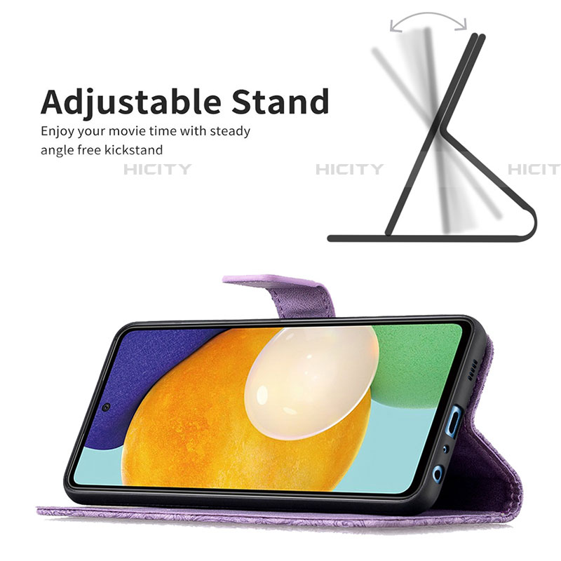 Custodia Portafoglio In Pelle Farfalla Cover con Supporto B02F per Samsung Galaxy A52 5G