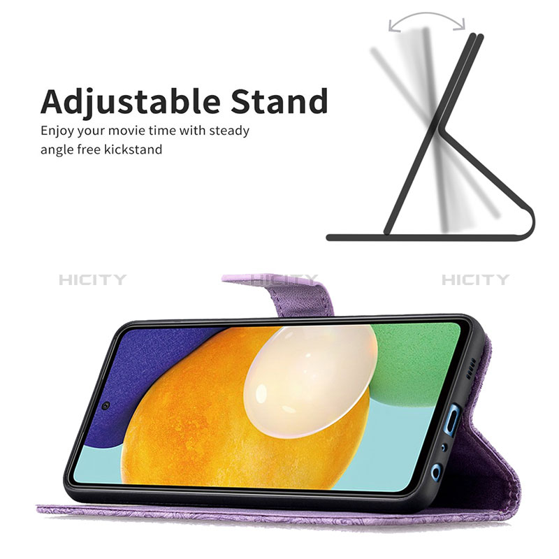 Custodia Portafoglio In Pelle Farfalla Cover con Supporto B02F per Samsung Galaxy A52s 5G