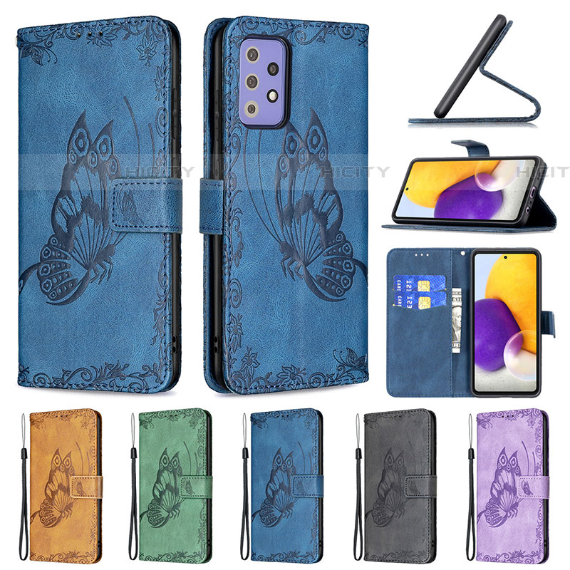 Custodia Portafoglio In Pelle Farfalla Cover con Supporto B02F per Samsung Galaxy A72 5G