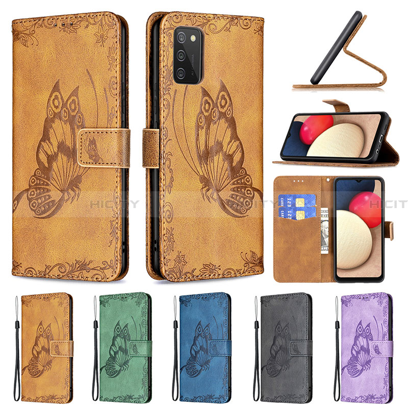 Custodia Portafoglio In Pelle Farfalla Cover con Supporto B02F per Samsung Galaxy F02S SM-E025F