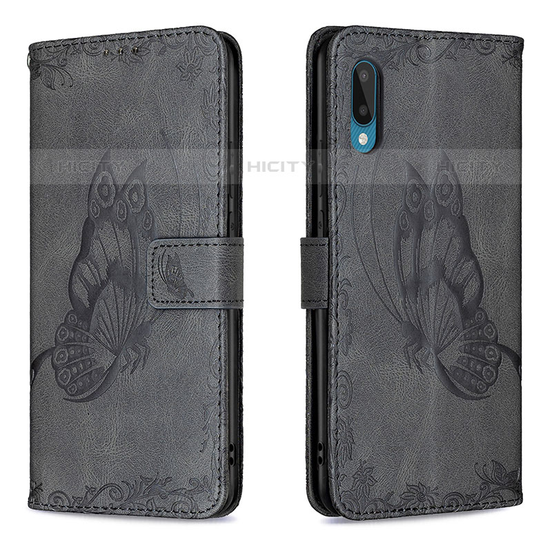 Custodia Portafoglio In Pelle Farfalla Cover con Supporto B02F per Samsung Galaxy M02