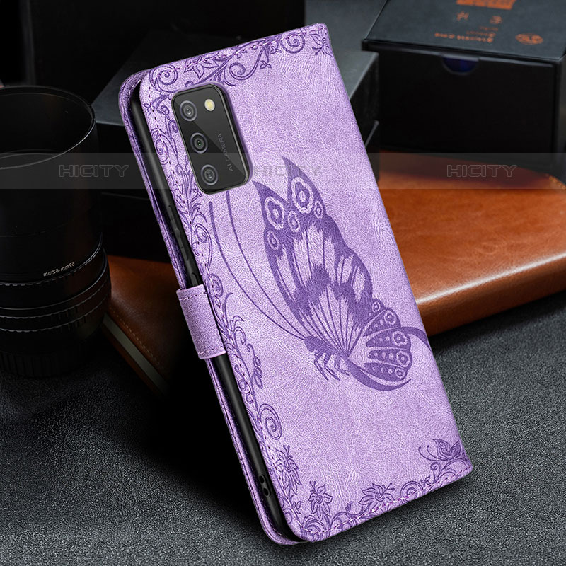 Custodia Portafoglio In Pelle Farfalla Cover con Supporto B02F per Samsung Galaxy M02s