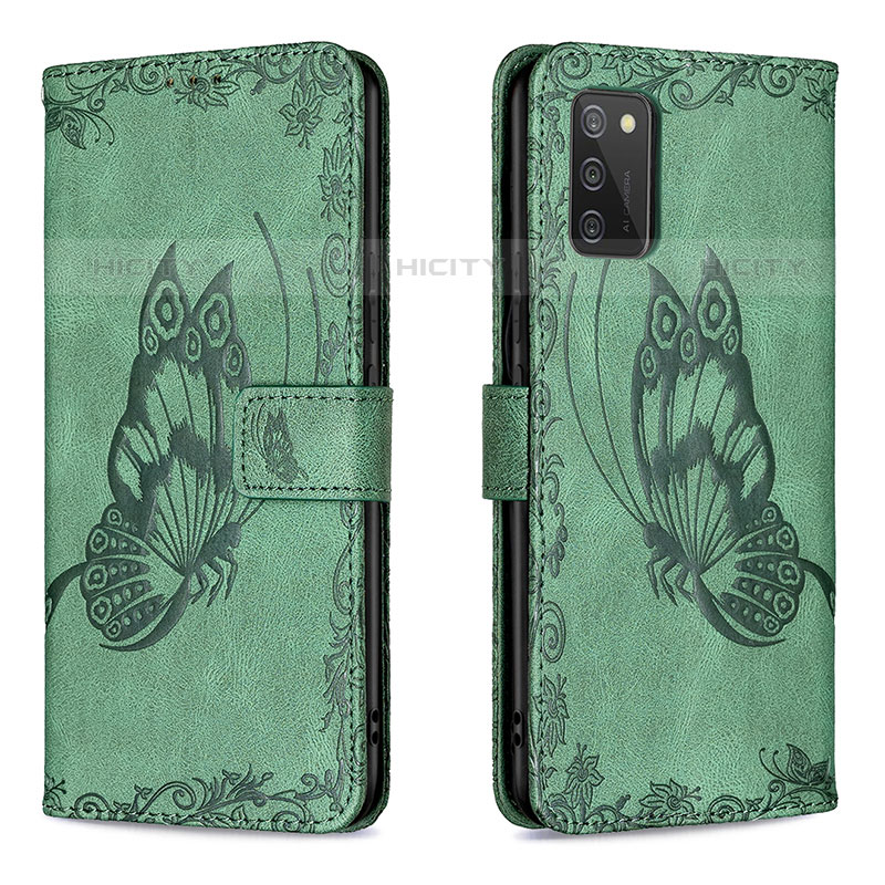 Custodia Portafoglio In Pelle Farfalla Cover con Supporto B02F per Samsung Galaxy M02s