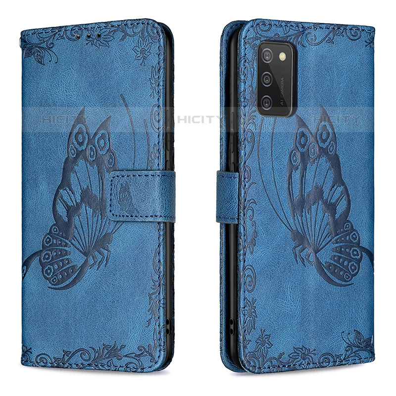 Custodia Portafoglio In Pelle Farfalla Cover con Supporto B02F per Samsung Galaxy M02s