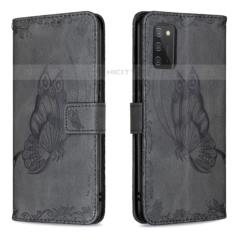 Custodia Portafoglio In Pelle Farfalla Cover con Supporto B02F per Samsung Galaxy M02s