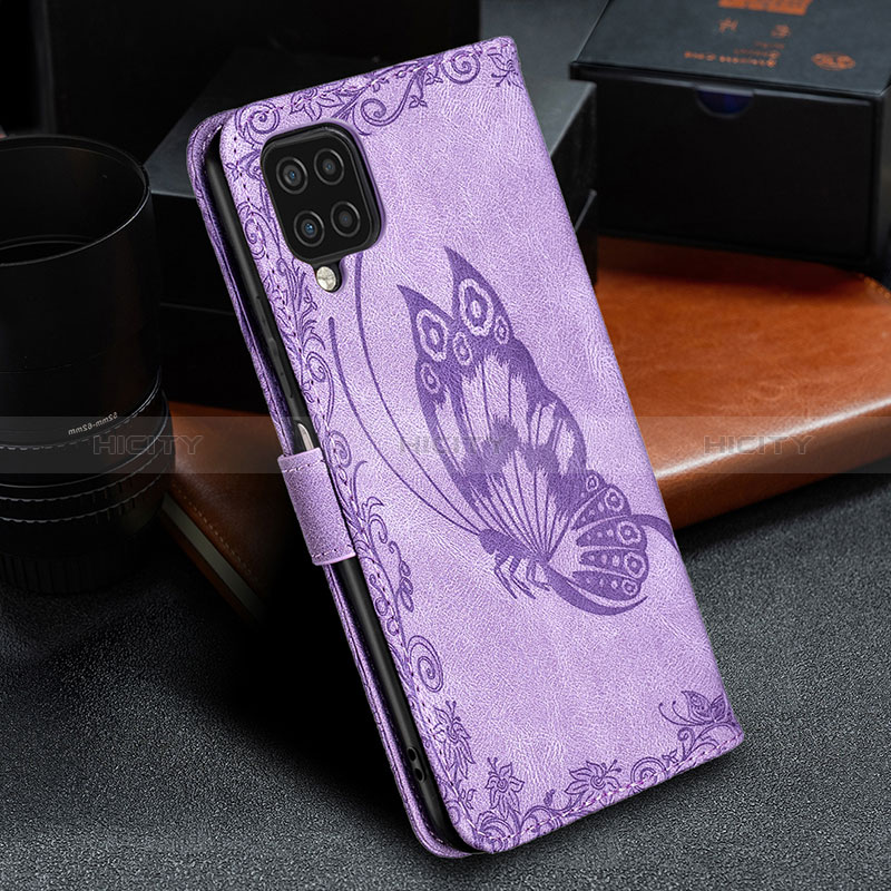 Custodia Portafoglio In Pelle Farfalla Cover con Supporto B02F per Samsung Galaxy M12