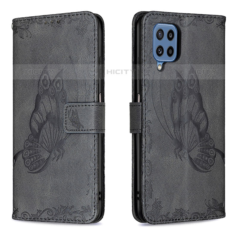 Custodia Portafoglio In Pelle Farfalla Cover con Supporto B02F per Samsung Galaxy M32 4G Nero