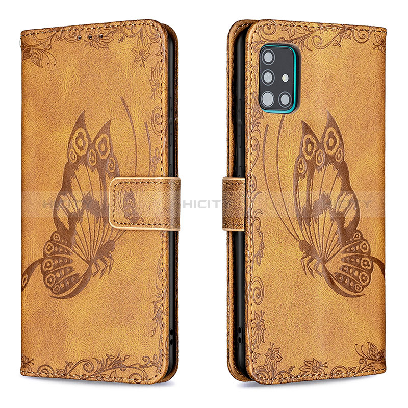 Custodia Portafoglio In Pelle Farfalla Cover con Supporto B02F per Samsung Galaxy M40S Marrone