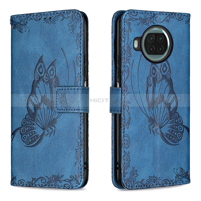 Custodia Portafoglio In Pelle Farfalla Cover con Supporto B02F per Xiaomi Mi 10i 5G Blu