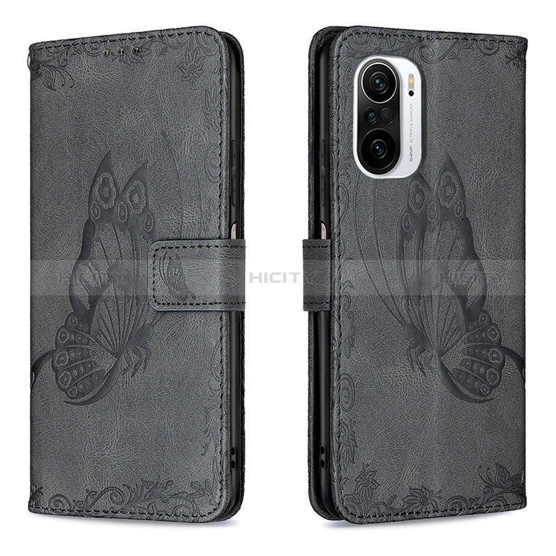 Custodia Portafoglio In Pelle Farfalla Cover con Supporto B02F per Xiaomi Poco F3 5G