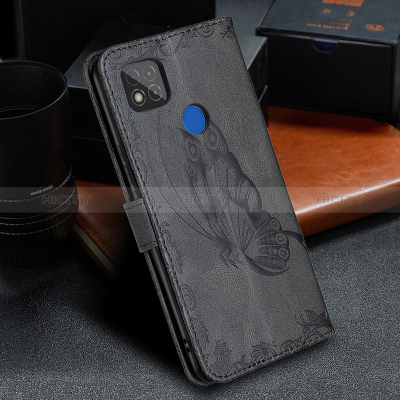 Custodia Portafoglio In Pelle Farfalla Cover con Supporto B02F per Xiaomi Redmi 9 Activ