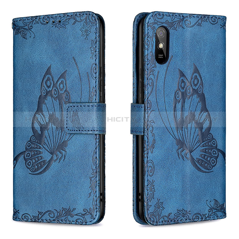 Custodia Portafoglio In Pelle Farfalla Cover con Supporto B02F per Xiaomi Redmi 9A