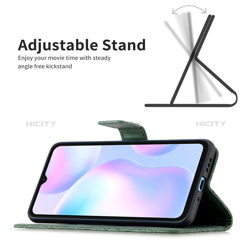 Custodia Portafoglio In Pelle Farfalla Cover con Supporto B02F per Xiaomi Redmi 9A