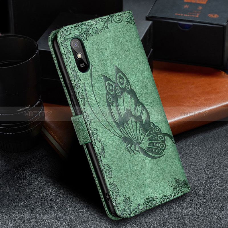 Custodia Portafoglio In Pelle Farfalla Cover con Supporto B02F per Xiaomi Redmi 9i