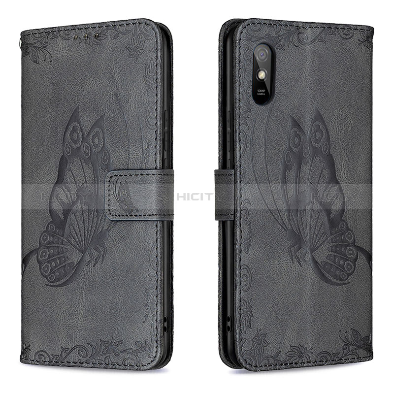 Custodia Portafoglio In Pelle Farfalla Cover con Supporto B02F per Xiaomi Redmi 9i