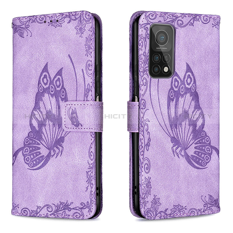 Custodia Portafoglio In Pelle Farfalla Cover con Supporto B02F per Xiaomi Redmi K30S 5G Lavanda