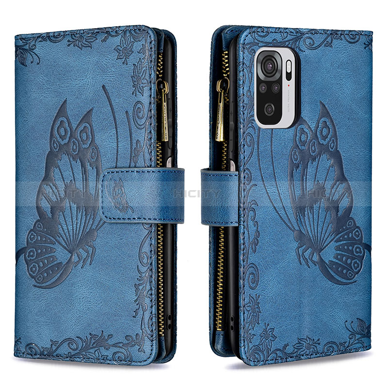 Custodia Portafoglio In Pelle Farfalla Cover con Supporto B02F per Xiaomi Redmi Note 10 4G