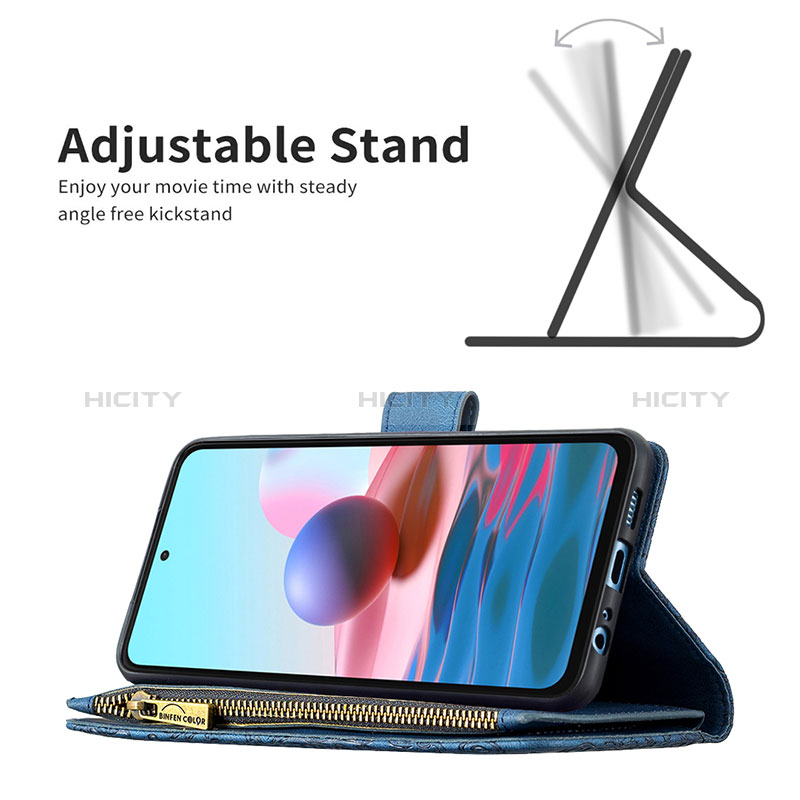 Custodia Portafoglio In Pelle Farfalla Cover con Supporto B02F per Xiaomi Redmi Note 10 4G