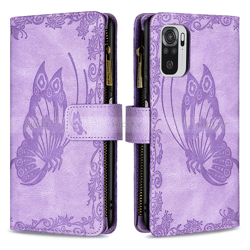 Custodia Portafoglio In Pelle Farfalla Cover con Supporto B02F per Xiaomi Redmi Note 11 SE India 4G Lavanda