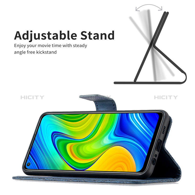 Custodia Portafoglio In Pelle Farfalla Cover con Supporto B02F per Xiaomi Redmi Note 9