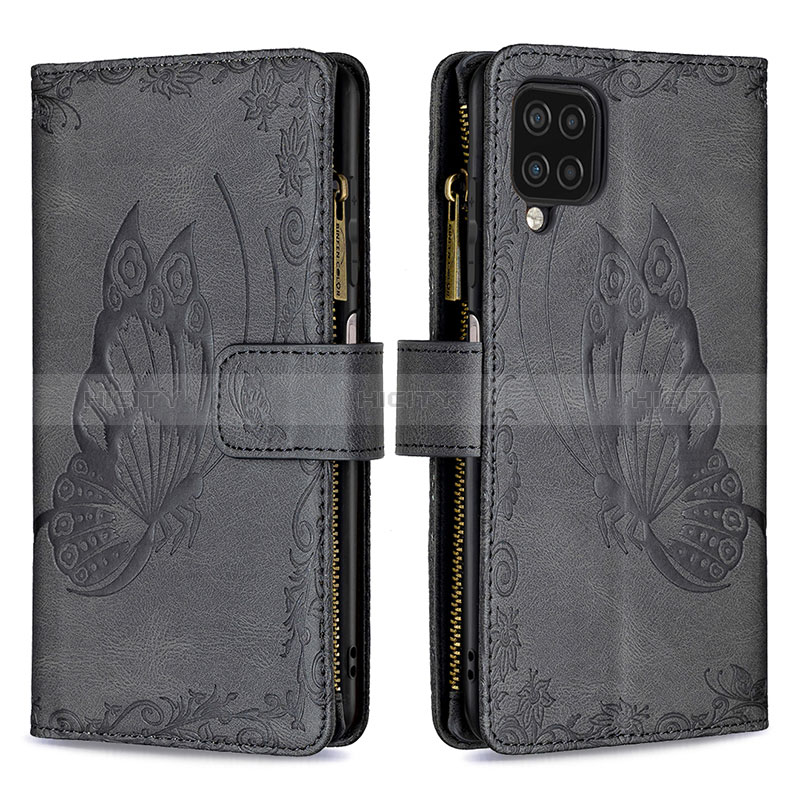 Custodia Portafoglio In Pelle Farfalla Cover con Supporto B03F per Samsung Galaxy A12